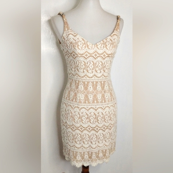 VINTAGE CACHE BEADED LACE DRESS - Picture 1 of 10